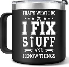 Best Birthday Gifts for Men - Cool Fathers Day Gifts for Dad from Daughter Son - Christmas Day Gifts for Him Husband Step Dad New Dad Bonus Dad - 16 Oz Stainless Steel Mug Tumbler (Black)