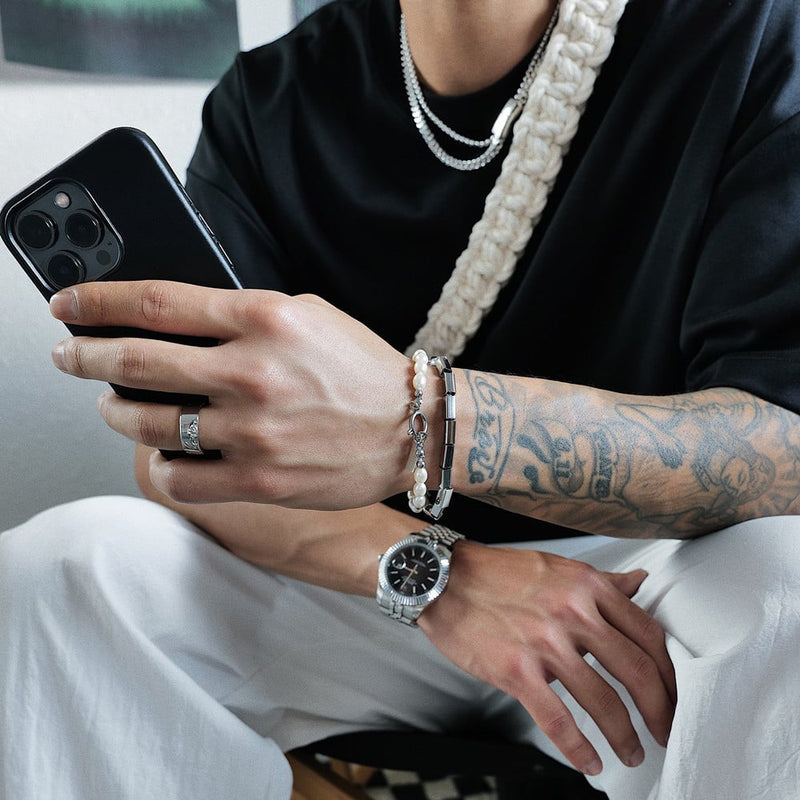 Square Pearl Bracelets for Men and Women - Double Stack