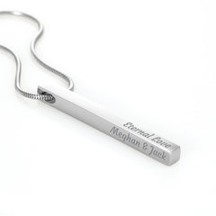 Engraved 4-Sided Stick Necklace